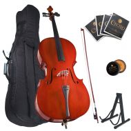Cecilio Full Size 44 CCO-100 Student Cello Pack w1 Year Warranty, Stand, Extra Set Strings, Bow, Rosin, Bridge & Soft Case