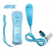 AGPtek Blue Built-in Motion Plus Remote + Nunchuck Controller For Wii + Silicone Case + Wrist Strap