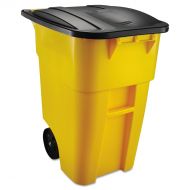 Rubbermaid Commercial Products Rubbermaid Commercial Brute Rollout Container, Square, Plastic, 50 gal, Yellow
