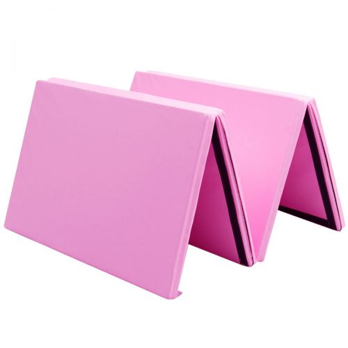  Gymax 4x8x2 Gymnastics Mat Thick Folding Panel Aerobics Exercise Gym Fitness Pink
