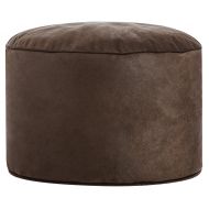 Gouchee Home Dotcom Cuba Collection Contemporary Faux Suede Upholstered Round PoufOttoman, Brown