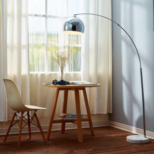  Versanora - Arquer Arc Floor Lamp with Rose Gold Finished Shade and Black Marble Base