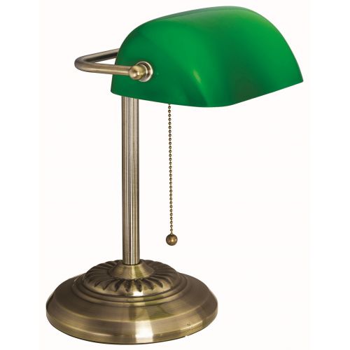  Victory Light V-LIGHT Classic Style CFL Bankers Desk Lamp with Green Glass Shade, Antique Bronze Finish