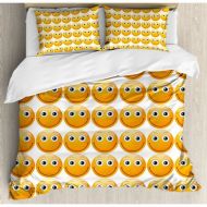 Ambesonne Emoji Smiley Technologic Duvet Cover Set