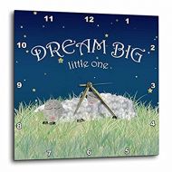 3dRose Dream Big Little One - Cute Sleeping Sheep, Wall Clock, 10 by 10-inch