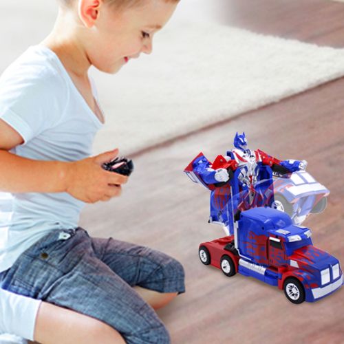  Transformania Toys Kids RC Toy Car Transforming Robot Truck One Button Transformation Engine Sound Dance Mode 360 Spinning Speed Drifting 2 Band 2.4 GHz Remote Control RC Vehicle Toys for Children