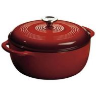 Lodge 6 QT Red Enamel On Cast Iron Dutch Oven With Cover.