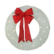 Northlight 36 Pre-Lit White and Red Outdoor Christmas Wreath - Warm White LED Lights