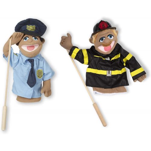  Melissa & Doug Puppet Bundle, Police Officer and Firefighter