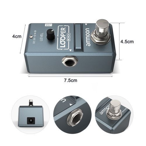  Ammoon ammoon AP-09 Nano Loop Electric Guitar Effect Pedal Looper True Bypass Unlimited Overdubs 10 Minutes Recording with USB Cable