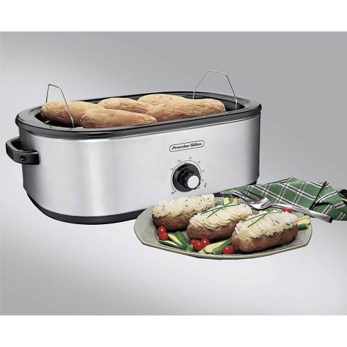  Proctor Silex 18 Quart Stainless Steel 24lb Turkey Roaster Oven w Removable Pan