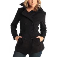 Alpine Swiss Emma Womens Peacoat Double Breasted Overcoat 34 Length Wool Blazer Black Medium