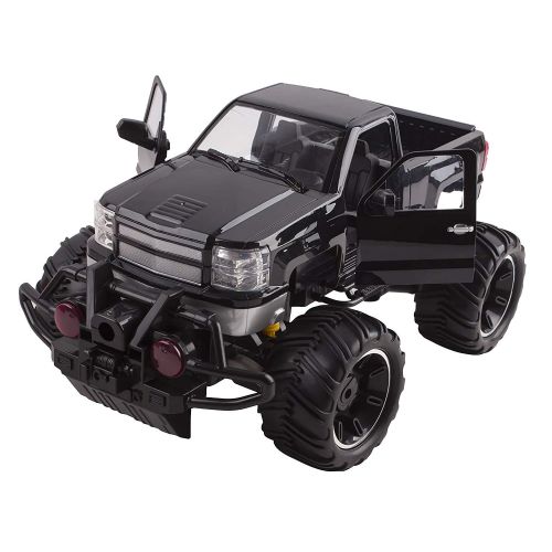  Vokodo Big Wheel Beast RC Monster Truck Remote Control Doors Opening Car Light Up With LED Headlights Ready to Run INCLUDES RECHARGEABLE BATTERY 1:14 Size Off-Road Pick Up Buggy Toy (Blac