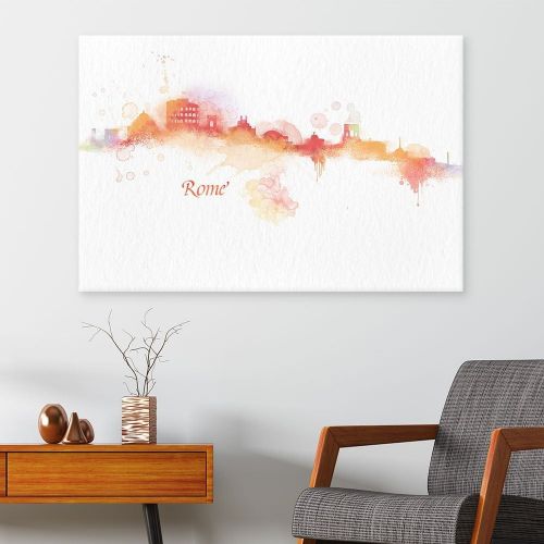  Wall26 wall26 Canvas Wall Art - Impressionism Watercolor Style City Landscape of Rome - Giclee Print Gallery Wrap Modern Home Decor Ready to Hang - 16x24 inches