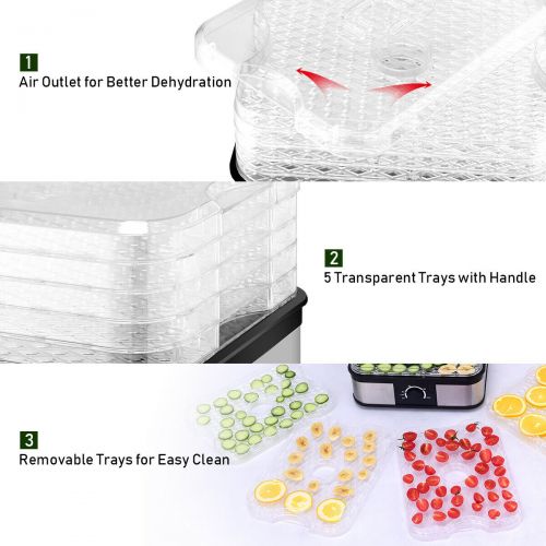 코스트웨이 Costway Food Dehydrator 5 Tray Food Preserver Fruit Vegetable Dryer Temperature Control