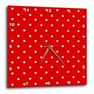 3dRose Red and white polka dot pattern - small minnie dots - stylish retro dotty spotty cute classic, Wall Clock, 10 by 10-inch