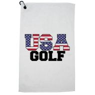 Hollywood Thread USA Olympics - Golf - Vintage Letters Golf Towel with Carabiner Clip