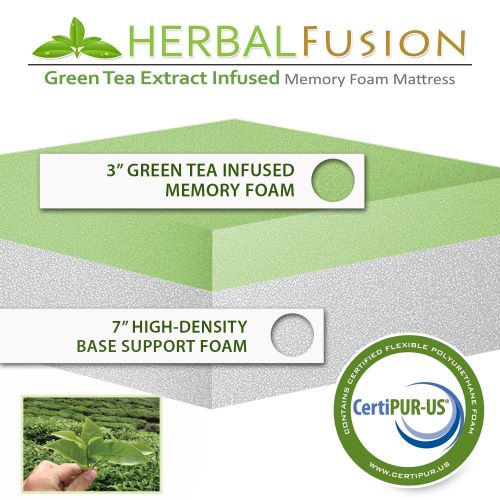  AC Pacific 10-Inch Green Tea Infused Memory Foam Mattress with CertiPUR-US Certified Foam, Cal King. Available in Various Sizes