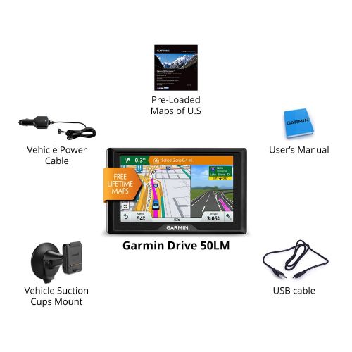 가민 Garmin 010-01532-0C Drive 50 5 Gps Navigator (50lm, With Free Lifetime Map Updates For The Us)