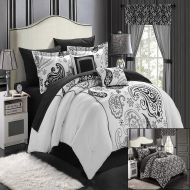 Chic Home Olivia Paisley Print Black & White 20 Piece Mega Comforter Bed In A Bag Set