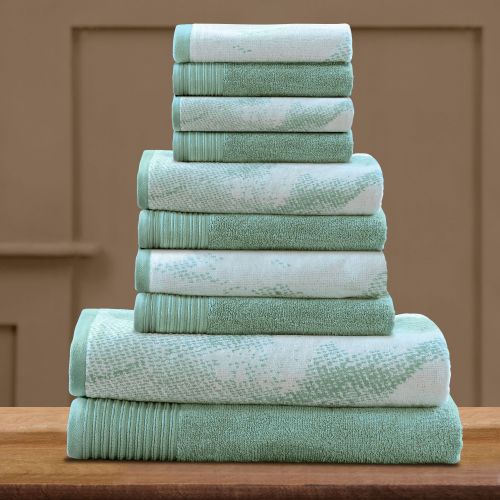  Superior SUPERIOR MARBLE EFFECT 10 PC COTTON TOWEL SET- BLACK Two Bath Towels 30x54 each, Four Hand Towels 16x30 each, Four Face Towels 13x13 each
