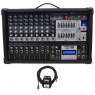 Rockville RPM109 12-Ch 4800w Powered Mixer, 7 Band EQ, FX, USB, 48V+Peavey Cable