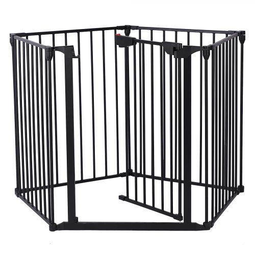  Ktaxon Upgraded Installed Fireplace Safety Fence Baby GateFence BBQ Pet Metal Fire Gate Baby Play Yard with Door 5 Panels Safety Gate for PetToddlerDogCat