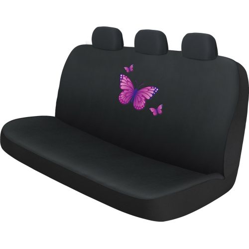  Who-Rae Auto Drive Black and Purple Butterfly 3-Piece Seat Cover Kit