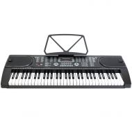 V.I.P. 61-Key Electronic Piano Keyboard with 7-Position Adjustable Stand & Microphone - Black