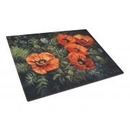 Carolines Treasures Poppies by Daphne Baxter Glass Cutting Board Large