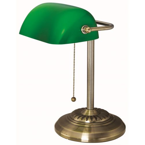  Victory Light V-LIGHT Classic Style CFL Bankers Desk Lamp with Green Glass Shade, Antique Bronze Finish