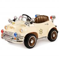 Globe House Products GHP 66-Lbs Max Load Beige Plastic Kids Ride On Police Toy Car with Opening Doors