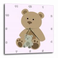 3dRose Teddy Bear pink kids room decoration, Wall Clock, 10 by 10-inch