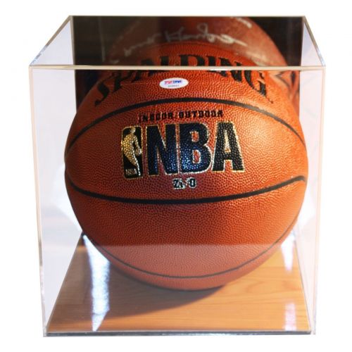  Better Display Cases Deluxe Acrylic Basketball Display Case with Simulated Wood Floor and Mirror (A008-WB)