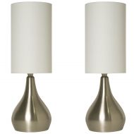 Lightaccents Light Accents Table Lamp Modern 18 Inches Tall with 3-way Switch Feature and White Fabric Drumshade (2 Pack Set)