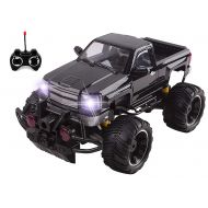 Vokodo Big Wheel Beast RC Monster Truck Remote Control Doors Opening Car Light Up With LED Headlights Ready to Run INCLUDES RECHARGEABLE BATTERY 1:14 Size Off-Road Pick Up Buggy Toy (Blac