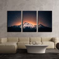 Wall26 wall26 3 Piece Canvas Wall Art - Snow Mountain under Sea of Stars - Modern Home Decor Stretched and Framed Ready to Hang - 24x36x3 Panels