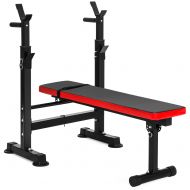 Best Choice Products Adjustable Folding Fitness Barbell Rack and Weight Bench for Home Gym, Strength Training - Black