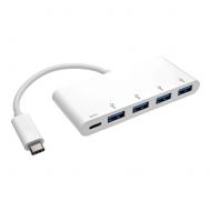Tripp Lite U460 004 4A C 4 Port USB 3.1 Gen 1 Portable Hub, USB C to (x4) USB A, with USB C Charging Port
