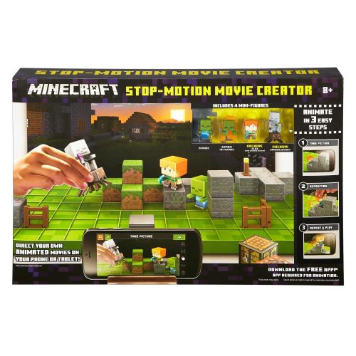  Minecraft Stop-Motion Movie Creator Set with 4 Mini-Figures & Props