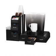 Mind Reader 2-Piece K-Cup Single Serve Coffee Pod Drawer and Condiment Organizer Caddy Station, Black
