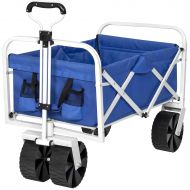 Best Choice Products Folding Utility Wagon Garden Beach Cart W All-Terrain Wheels- Blue