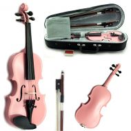 SKY Solid Wood 110 Size Kid Violin with Lightweight Case, Brazilwood Bow and Sky Pink Color