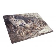 Carolines Treasures Wolf Wolves by the Den Glass Cutting Board Large