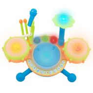 TECHEGE Dynamic Drum Set Makes Real Drum Sounds, Fun Playing Modes, Play Along or Make Your Own Song, My First, Beginner Drum Set, Great Educational Musical Instrument