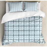 Ambesonne Square Patterns with Wavy Lines Spring Picnic Inspired Image Duvet Cover Set