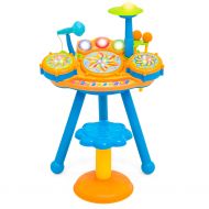 Best Choice Products Kids Electric Play Drum Musical Instrument Toy Set w Drumsticks, Microphone, LED Lights, Stool