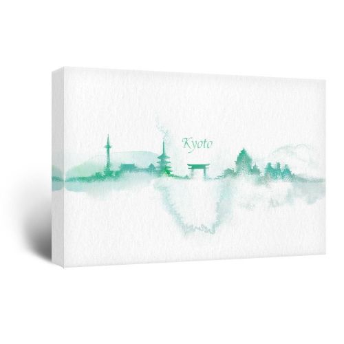  Wall26 wall26 Canvas Wall Art - Impressionism Watercolor Style City Landscape of Kyoto - Giclee Print Gallery Wrap Modern Home Decor Ready to Hang - 12x18 inches