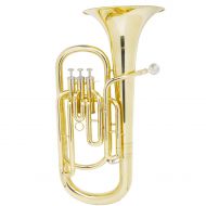 Cecilio Musical Instruments Mendini MBR-20 Lacquer Brass B Flat Baritone with Stainless Steel Pistons