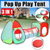 Generic 3 in 1 Kids Play tent Pop Up Ball Pit - One Square Cubby-One Triangle Cubby-One Tunnel for Kids Backyard Toys Indoor and Outdoor Safty with Zipper Storage Bag